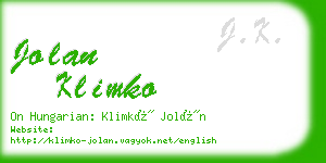 jolan klimko business card